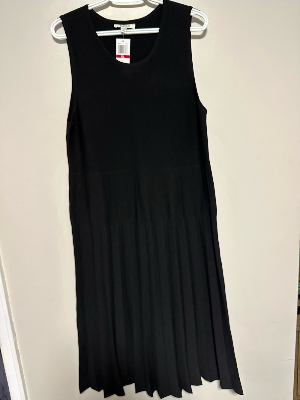 Edited Sleeveless Black Pleated Midi Dress by Remi Bader